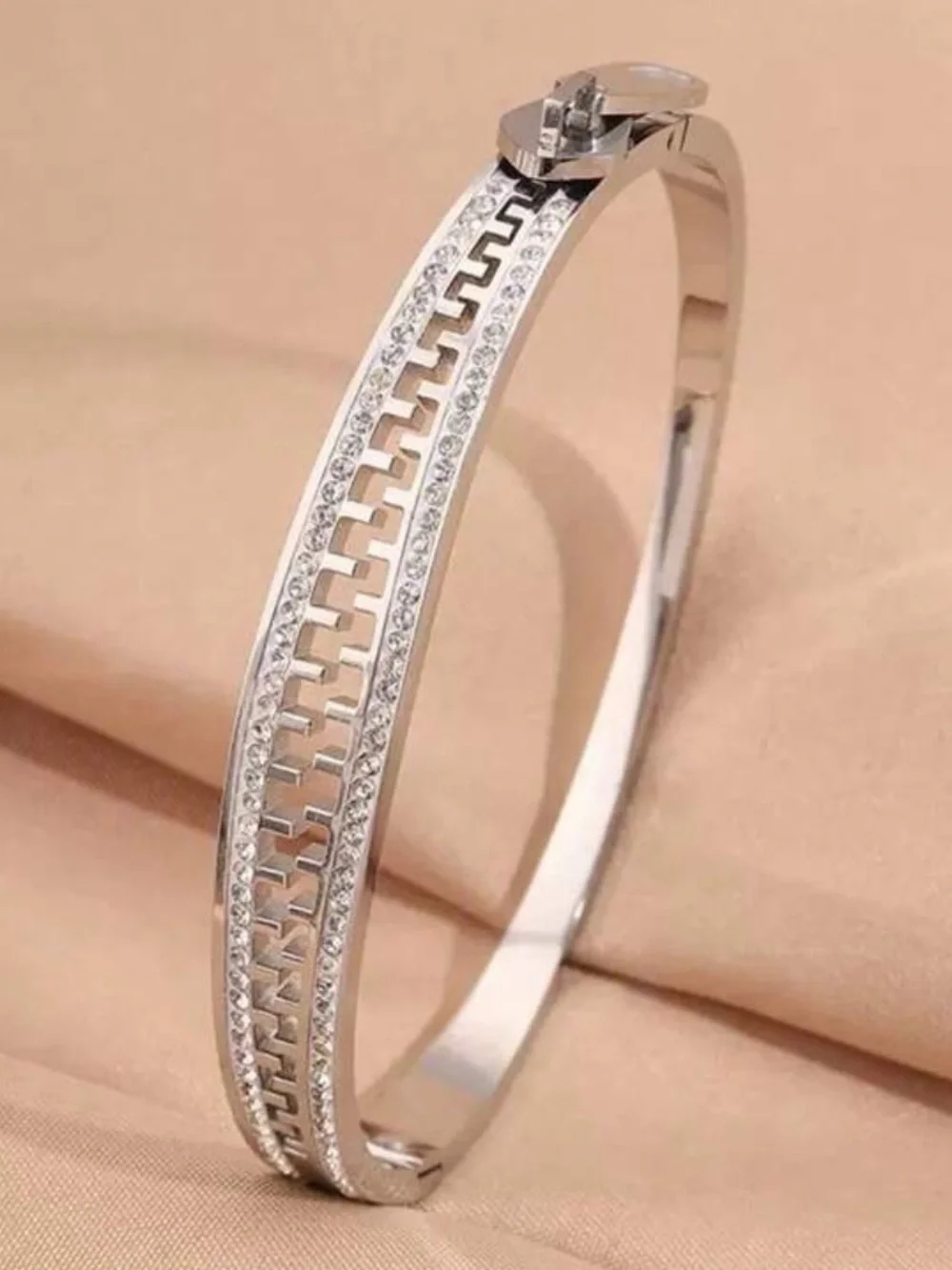 Modern Silver Zipper Bangle Bracelets